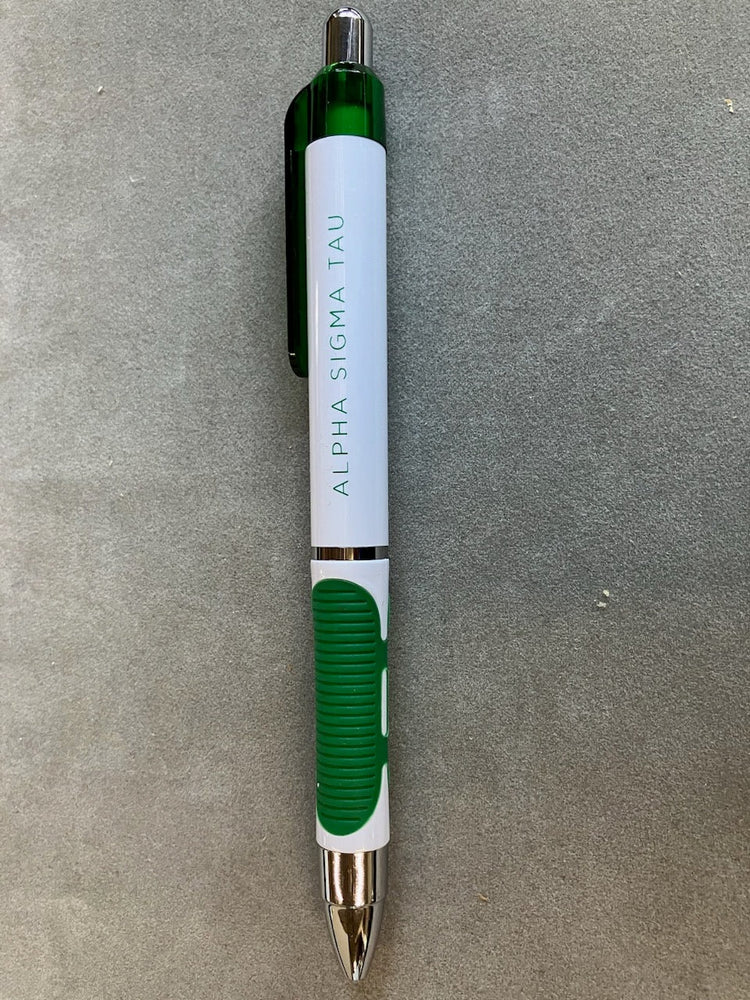 Alpha Sigma Tau White with Green Pen