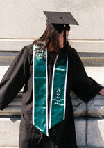 Emerald Graduation Stole with White Trim